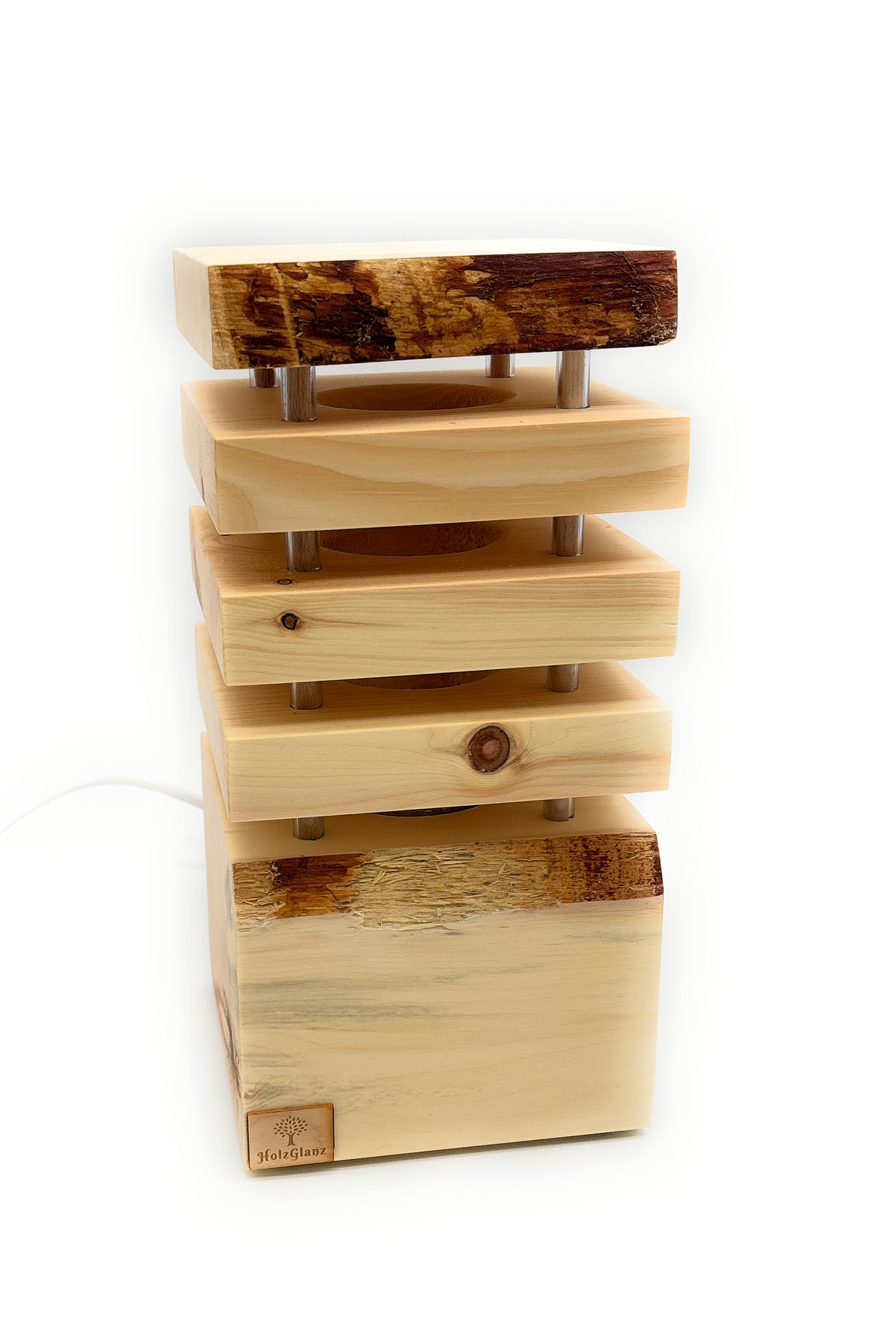 Zirben Nachttischlampe 12,5 x 12,5 x 26 cm - Einzelstück 4