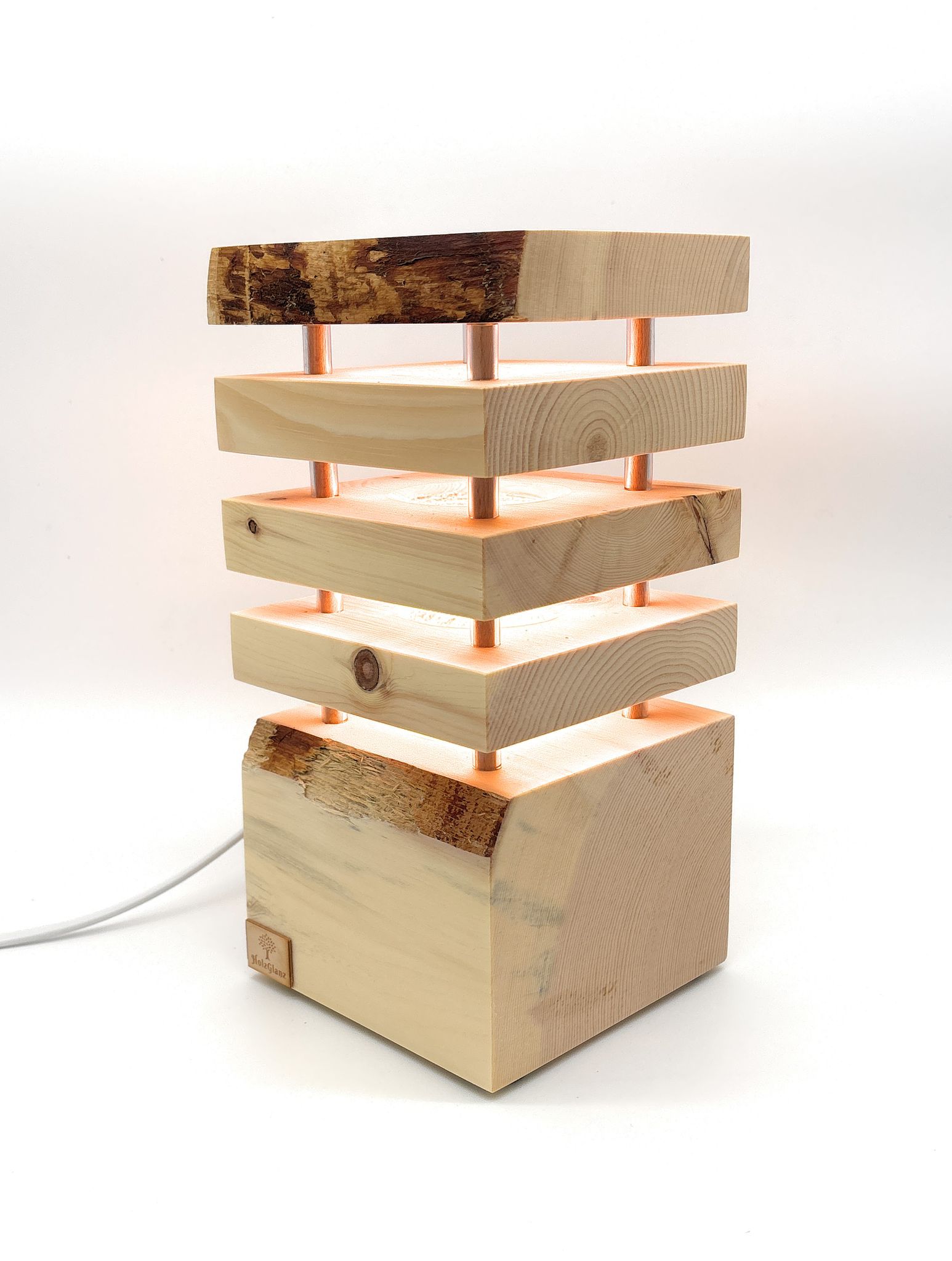 Zirben Nachttischlampe 12,5 x 12,5 x 26 cm - Einzelstück 4 – Bild 2