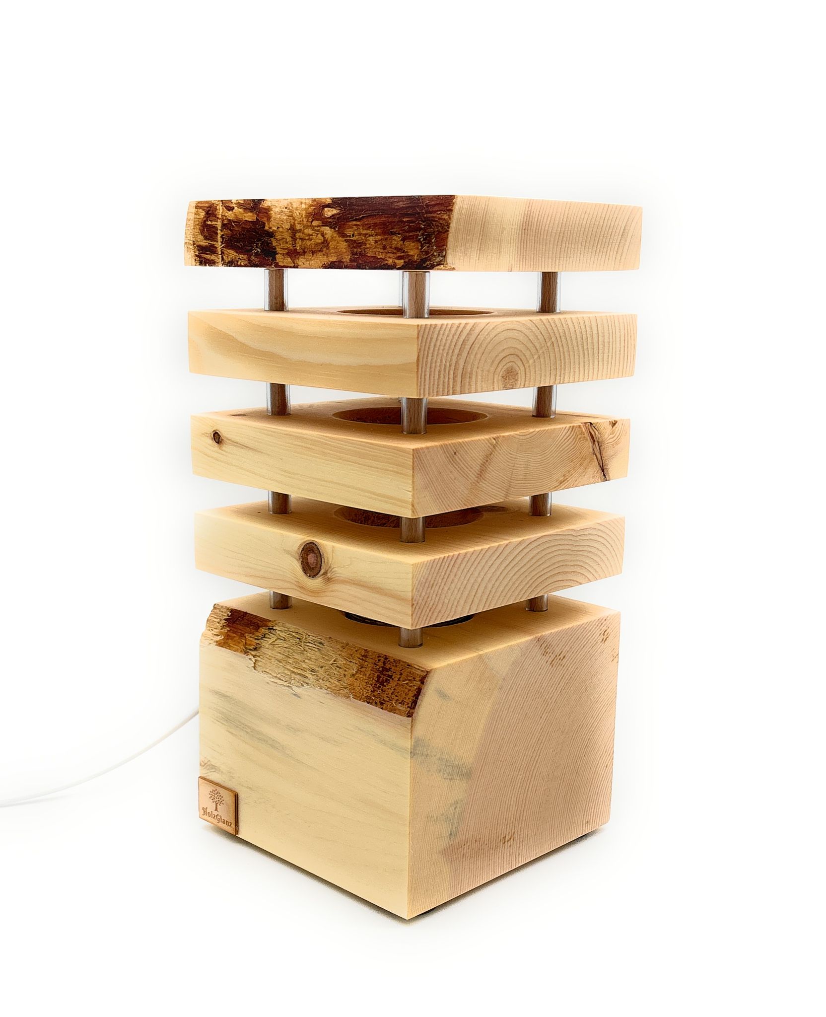 Zirben Nachttischlampe 12,5 x 12,5 x 26 cm - Einzelstück 4 – Bild 3